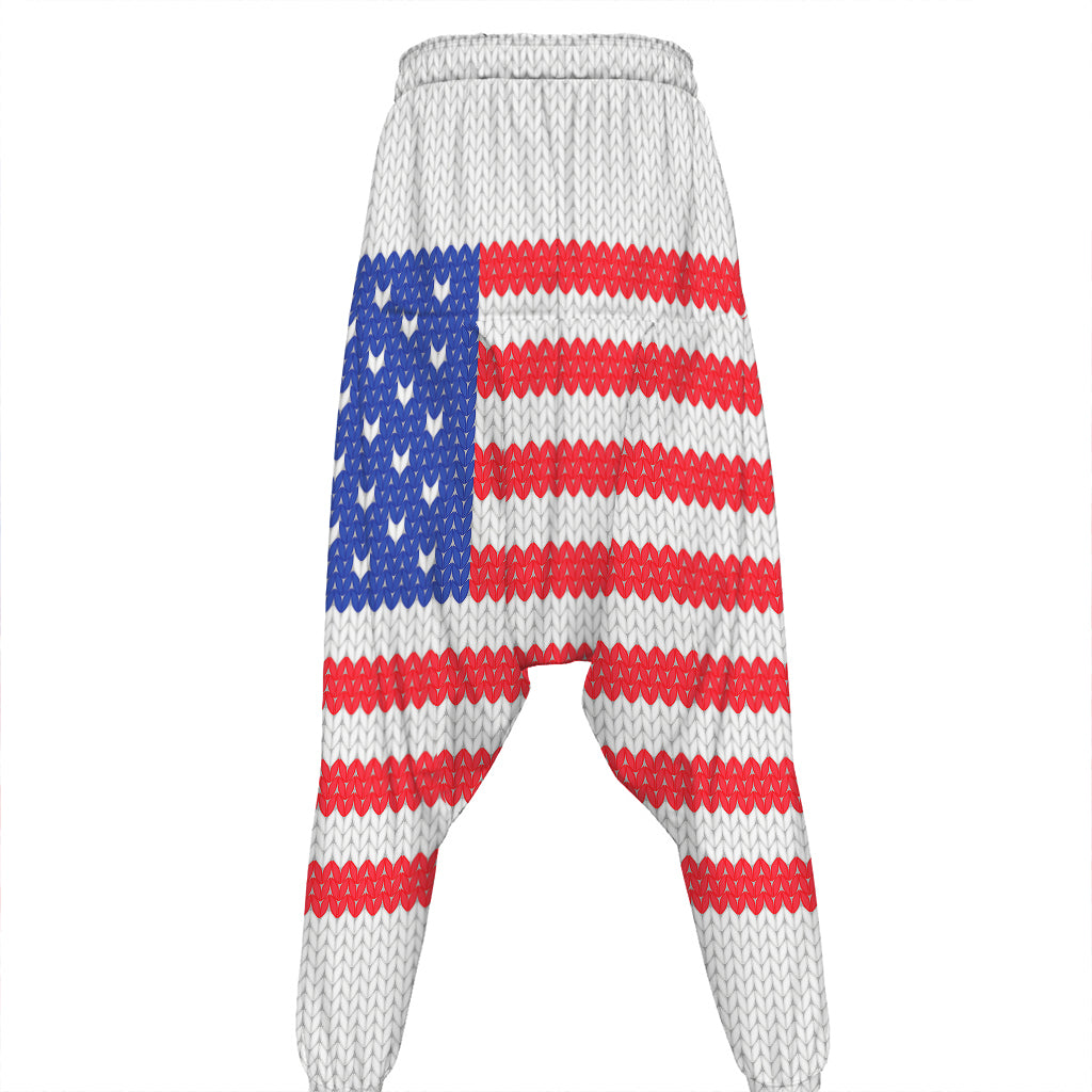 Knitted American Flag Print Hammer Pants
