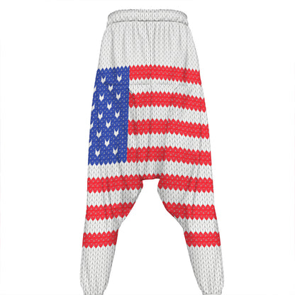 Knitted American Flag Print Hammer Pants