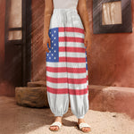 Knitted American Flag Print Harem Pants
