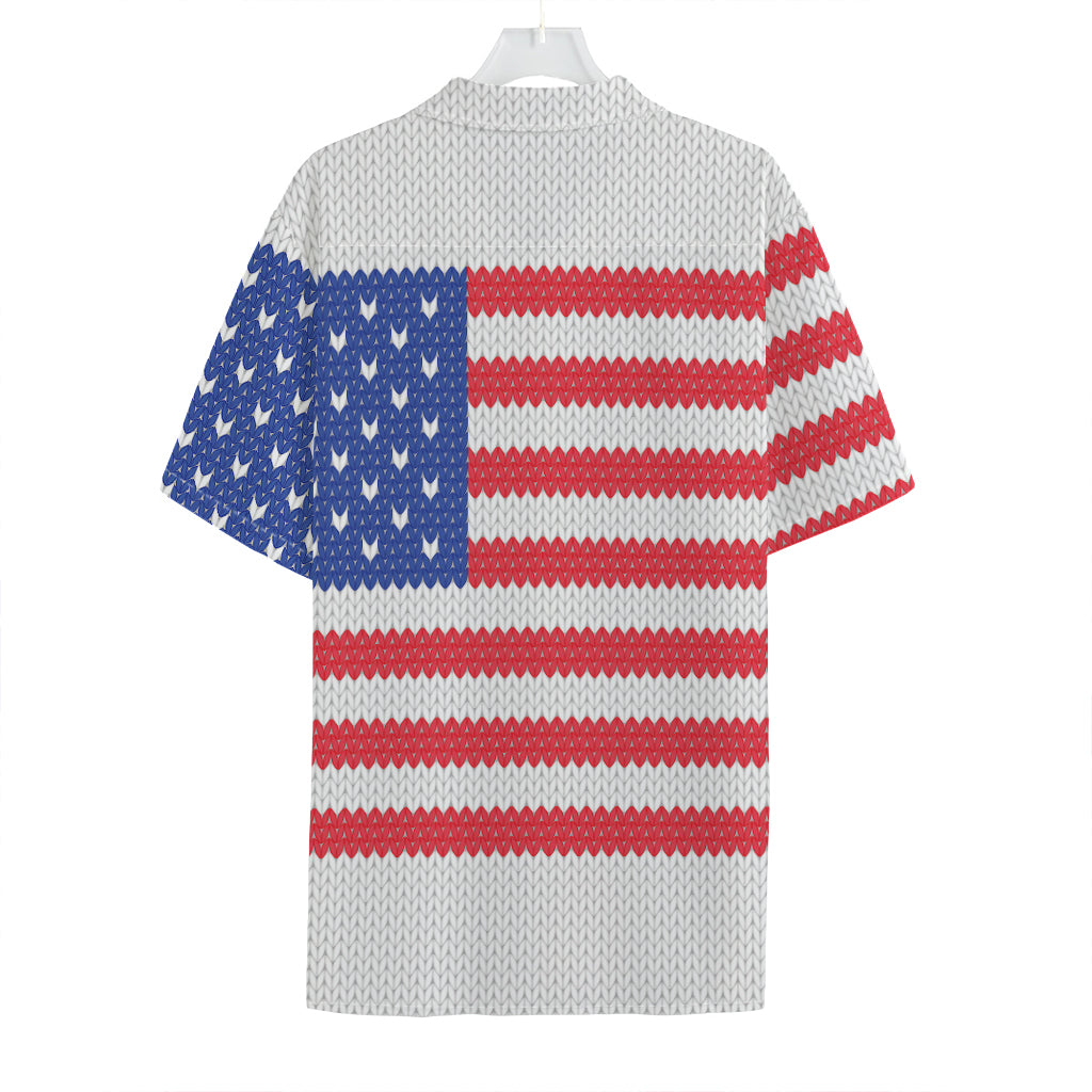 Knitted American Flag Print Hawaiian Shirt