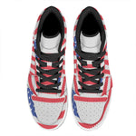 Knitted American Flag Print High Top Leather Sneakers