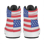 Knitted American Flag Print High Top Leather Sneakers