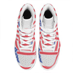 Knitted American Flag Print High Top Leather Sneakers