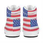 Knitted American Flag Print High Top Leather Sneakers
