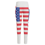 Knitted American Flag Print High-Waisted Pocket Leggings