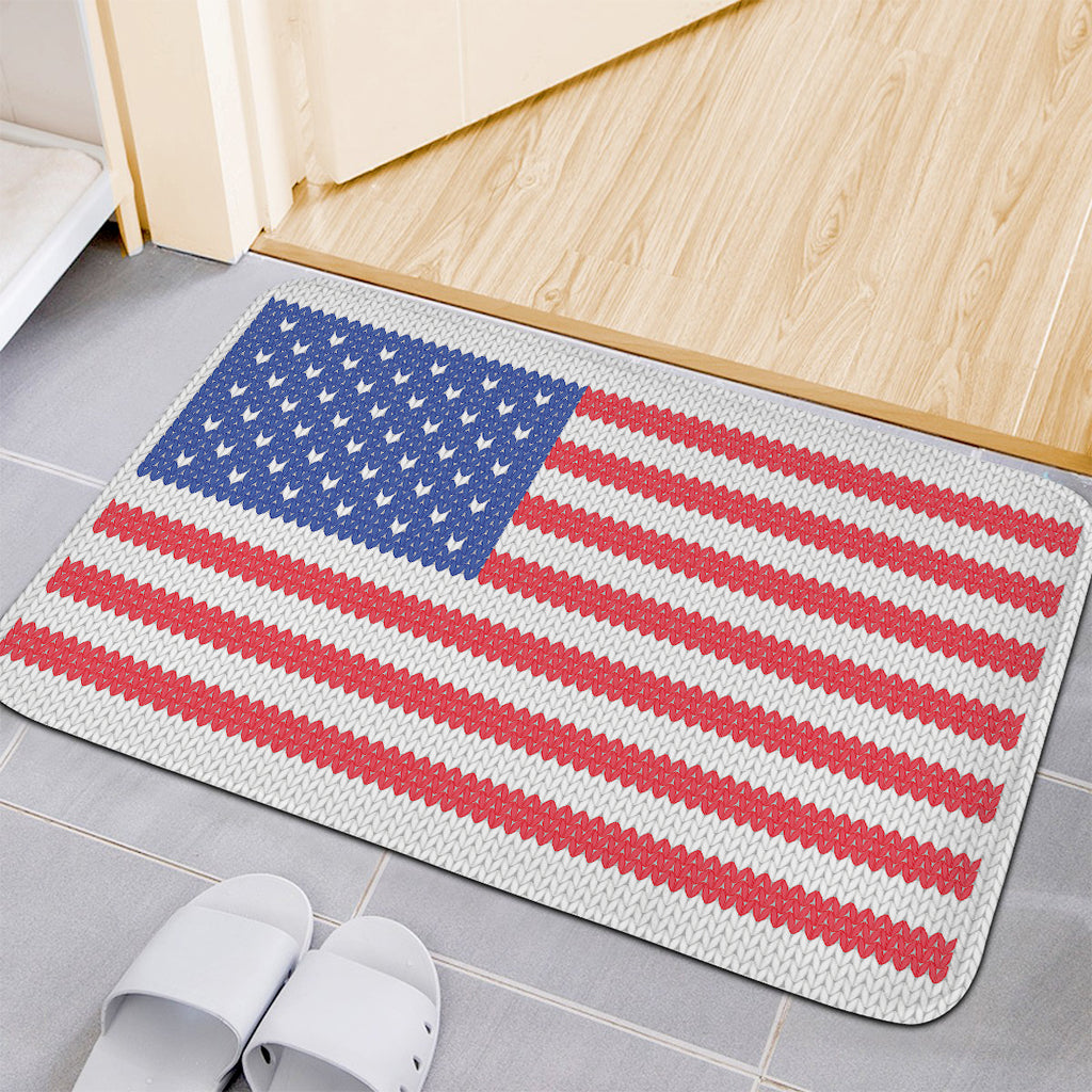 Knitted American Flag Print Indoor Door Mat