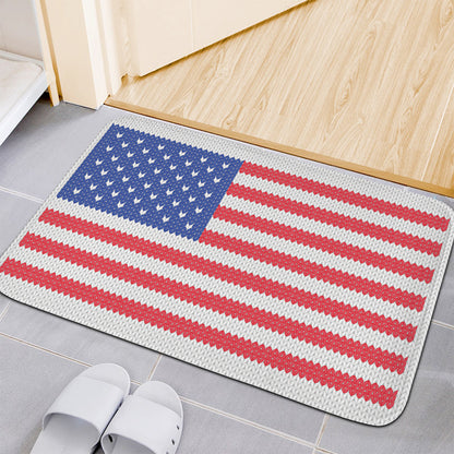 Knitted American Flag Print Indoor Door Mat