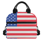 Knitted American Flag Print Insulated Lunch Bag