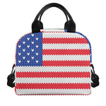 Knitted American Flag Print Insulated Lunch Bag