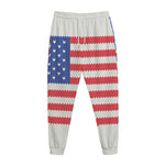 Knitted American Flag Print Jogger Pants