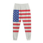 Knitted American Flag Print Jogger Pants