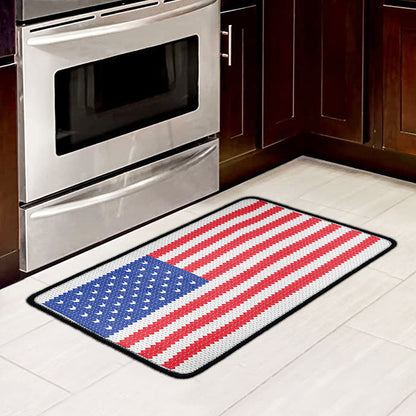 Knitted American Flag Print Kitchen Mat