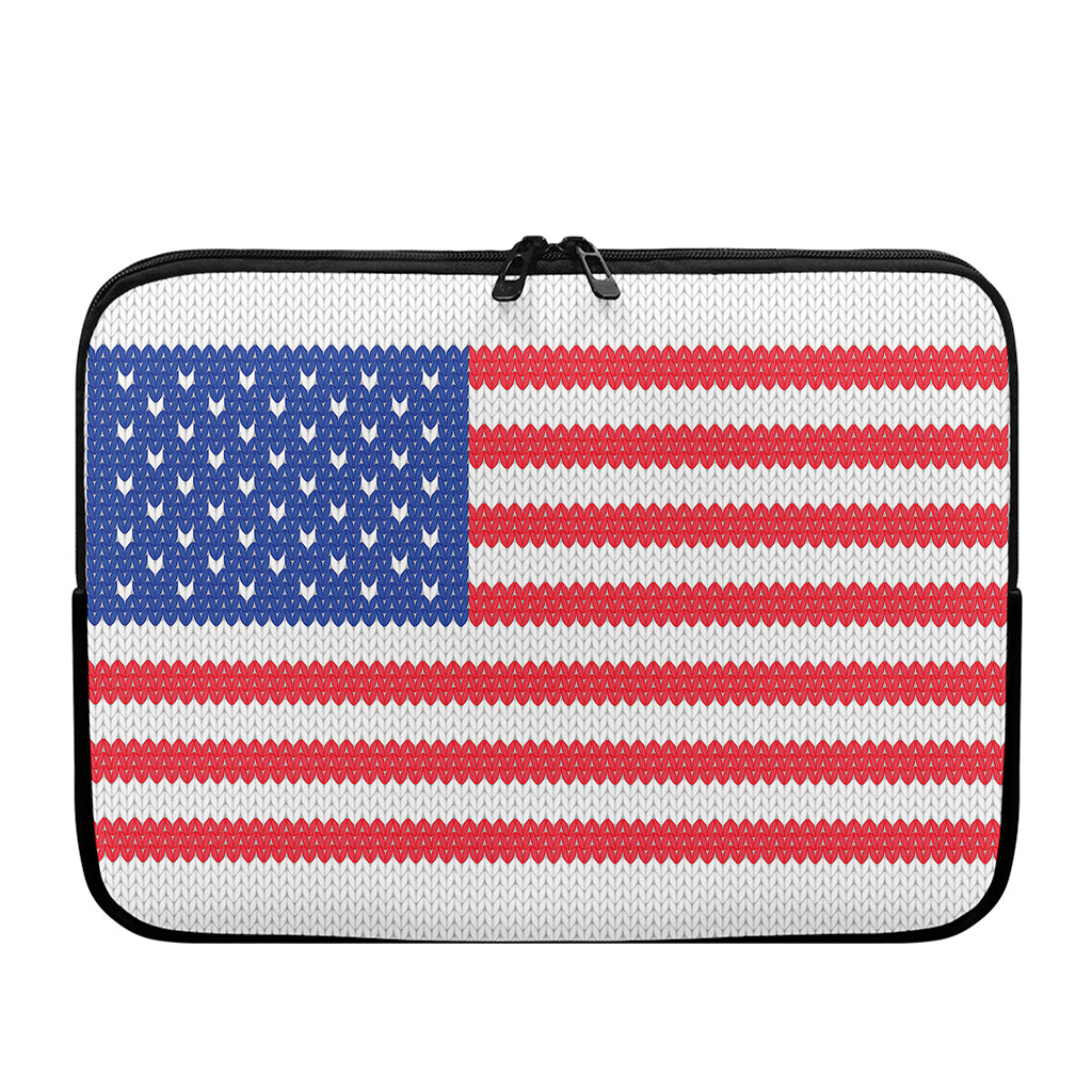 Knitted American Flag Print Laptop Sleeve