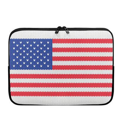 Knitted American Flag Print Laptop Sleeve