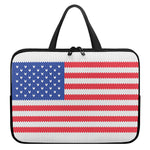 Knitted American Flag Print Laptop Sleeve With Handle