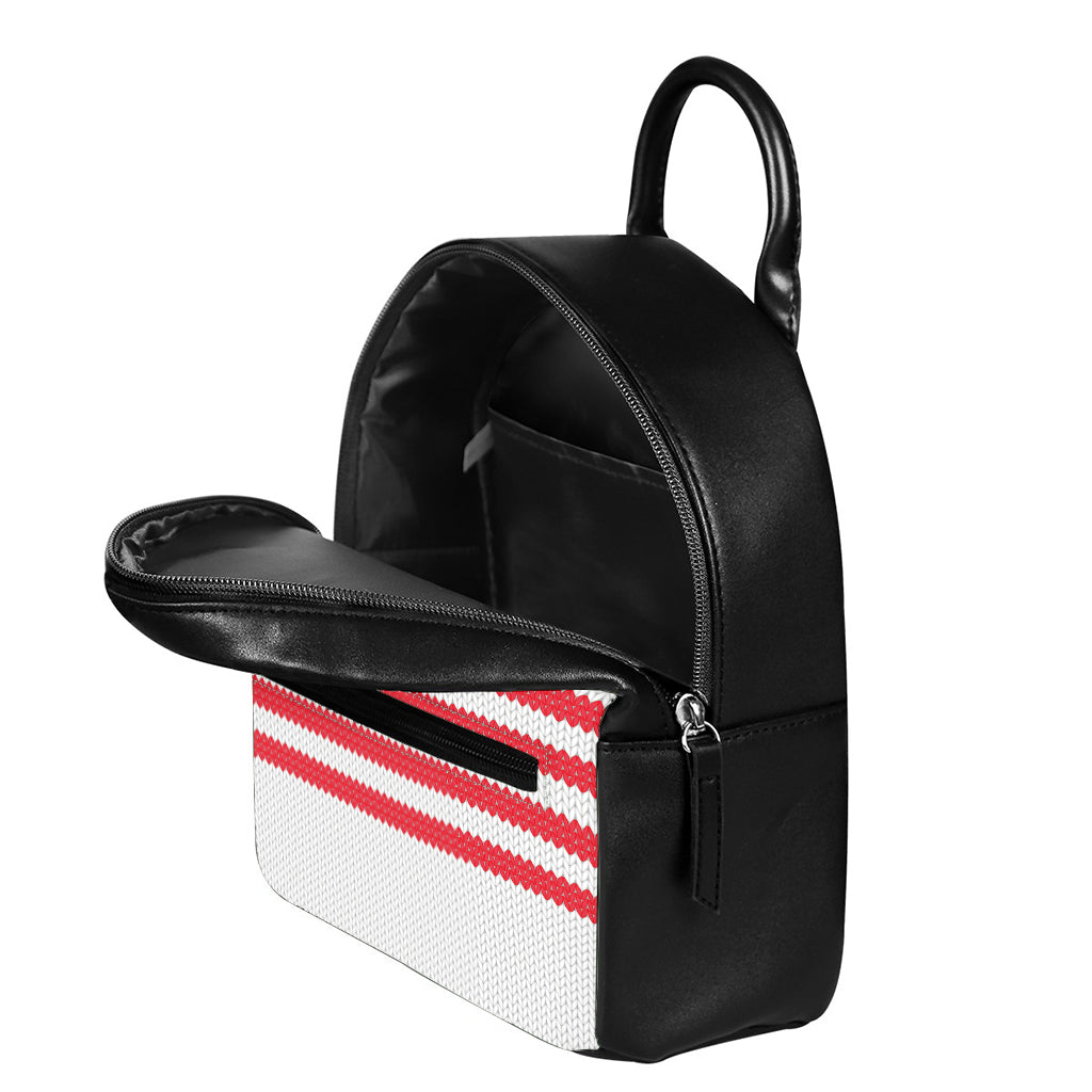 Knitted American Flag Print Leather Backpack