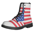 Knitted American Flag Print Lace-Up Boots