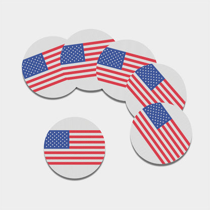 Knitted American Flag Print Leather Coaster Set