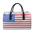 Knitted American Flag Print Leather Duffel Bag