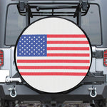 Knitted American Flag Print Leather Spare Tire Cover