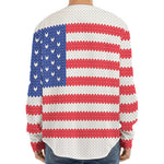 Knitted American Flag Print Long Sleeve Baseball Jersey