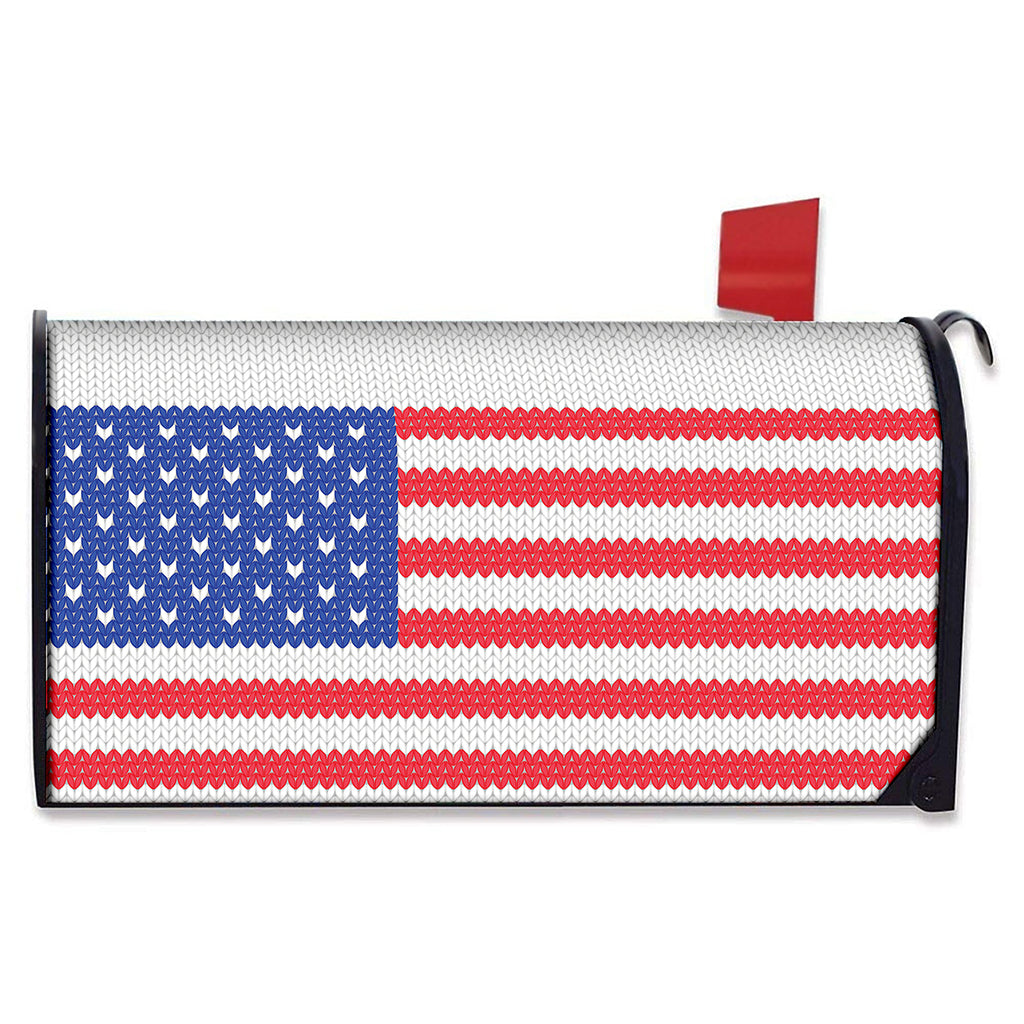 Knitted American Flag Print Mailbox Cover