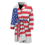 Knitted American Flag Print Men's Bathrobe