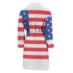 Knitted American Flag Print Men's Bathrobe