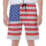 Knitted American Flag Print Men's Beach Shorts