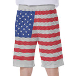 Knitted American Flag Print Men's Beach Shorts