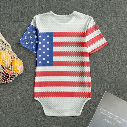 Knitted American Flag Print Men's Bodysuit
