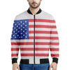 Knitted American Flag Print Men's Bomber Jacket