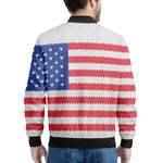 Knitted American Flag Print Men's Bomber Jacket