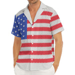 Knitted American Flag Print Men's Deep V-Neck Shirt