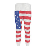 Knitted American Flag Print Men's leggings