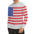 Knitted American Flag Print Men's Long Sleeve Rash Guard