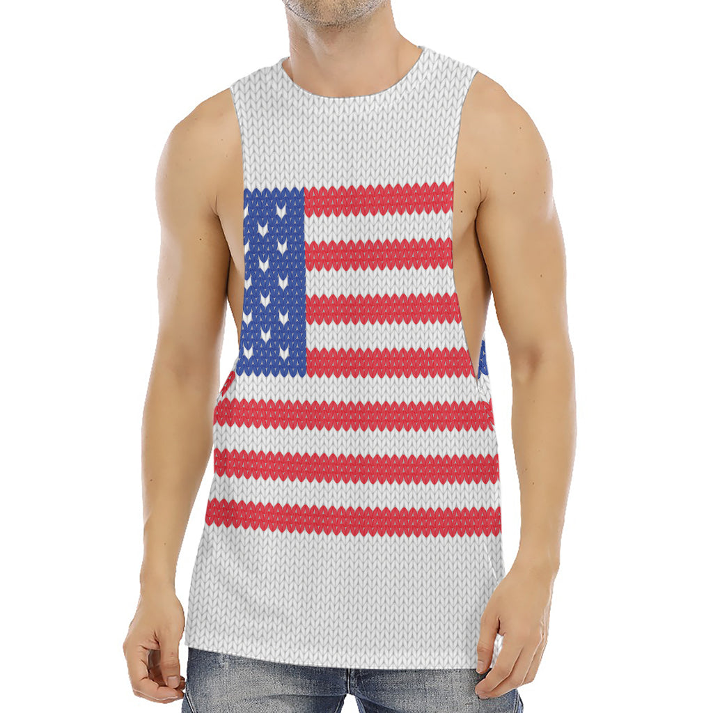 Knitted American Flag Print Men's Muscle Tank Top