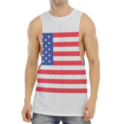 Knitted American Flag Print Men's Muscle Tank Top