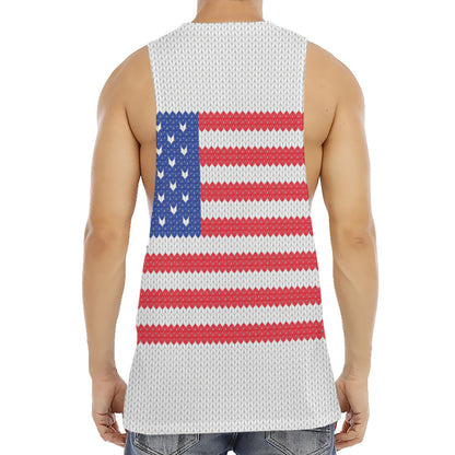Knitted American Flag Print Men's Muscle Tank Top