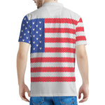 Knitted American Flag Print Men's Polo Shirt