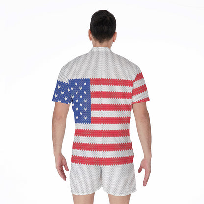 Knitted American Flag Print Men's Rompers