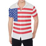 Knitted American Flag Print Men's Shirt