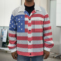 Knitted American Flag Print Men's Shirt Jacket