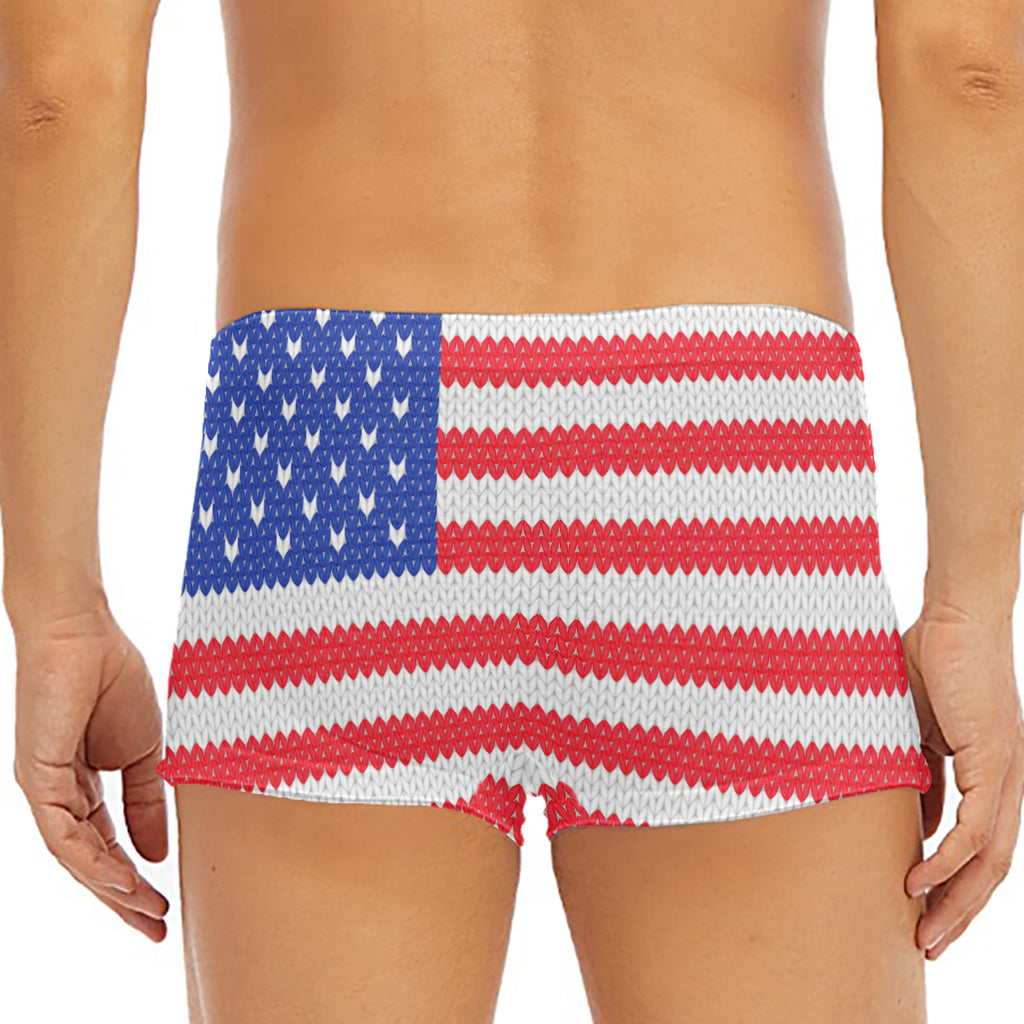 Knitted American Flag Print Men's Short Boxer Briefs