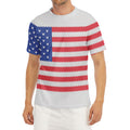 Knitted American Flag Print Men's Short Sleeve Rash Guard