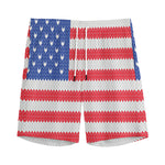 Knitted American Flag Print Men's Sports Shorts