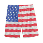 Knitted American Flag Print Men's Sports Shorts