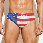 Knitted American Flag Print Men's Swim Briefs