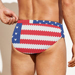 Knitted American Flag Print Men's Swim Briefs