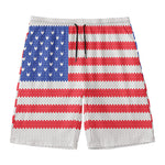 Knitted American Flag Print Men's Swim Trunks